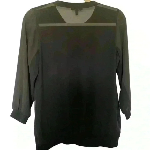 Express Sheer Black Crew Neck Blouse - Picture 2 of 6